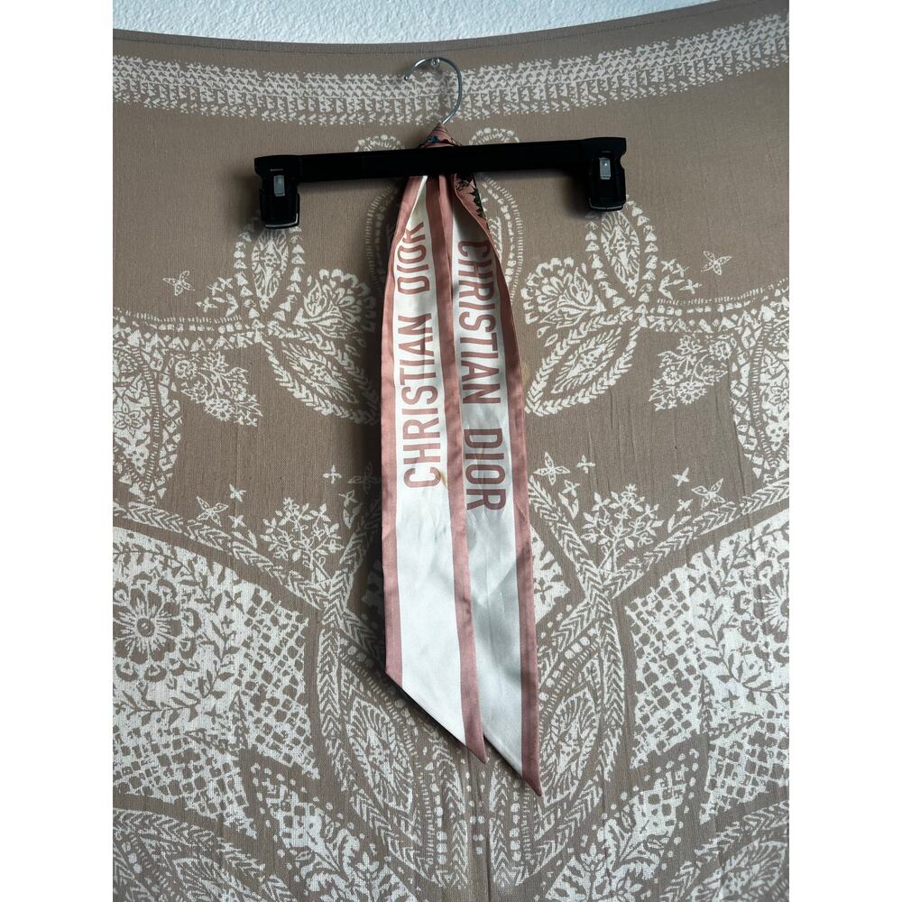 Christian Dior Pink D-Millefiori Mitzah Printed Silk Bandeau Scarf - Picture 7 of 9